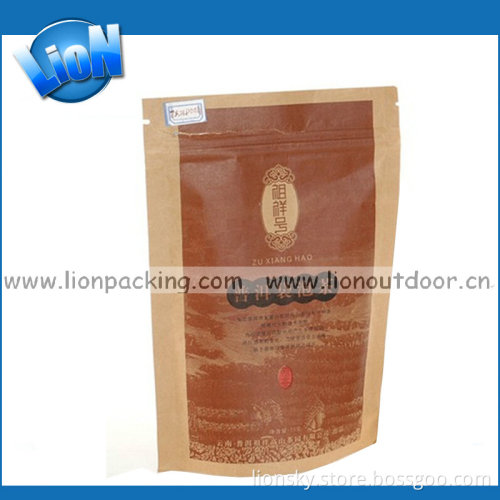 Ziplock Stand up Kraft Paper Bag/Bottom Gusset Stand up Bag with Transparent /Claer Window